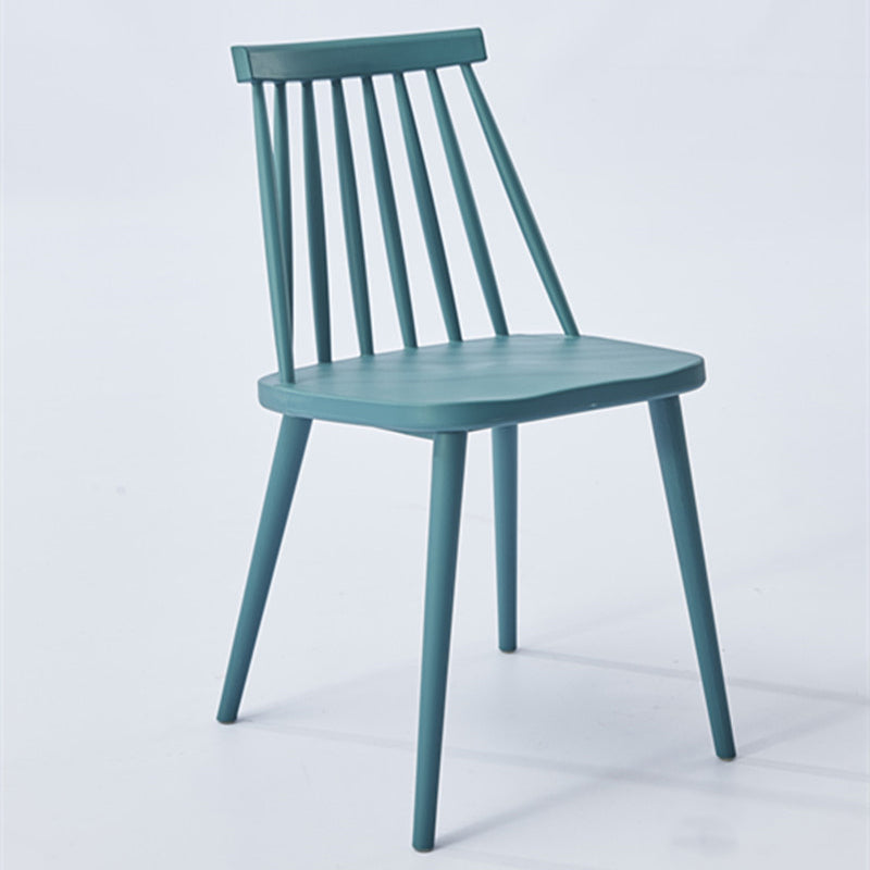 Scandinavian Slat Back Side Chair for Home Plastic Dining Armless Chair Blue 1 Piece Clearhalo 'Dining Chairs' 'Dining Tables & Seating' 'dining_chair' 'furn' 'furn_dining_chair' 'Furniture' 'furniture_dining_chair' 'Kitchen & Dining Furniture' 4900975