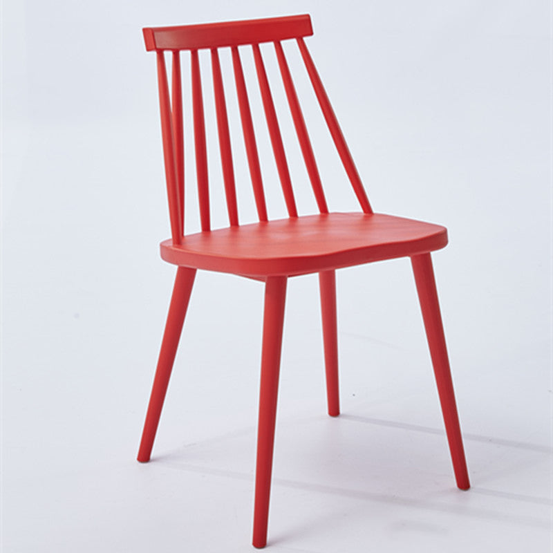 Scandinavian Slat Back Side Chair for Home Plastic Dining Armless Chair Red 1 Piece Clearhalo 'Dining Chairs' 'Dining Tables & Seating' 'dining_chair' 'furn' 'furn_dining_chair' 'Furniture' 'furniture_dining_chair' 'Kitchen & Dining Furniture' 4900976