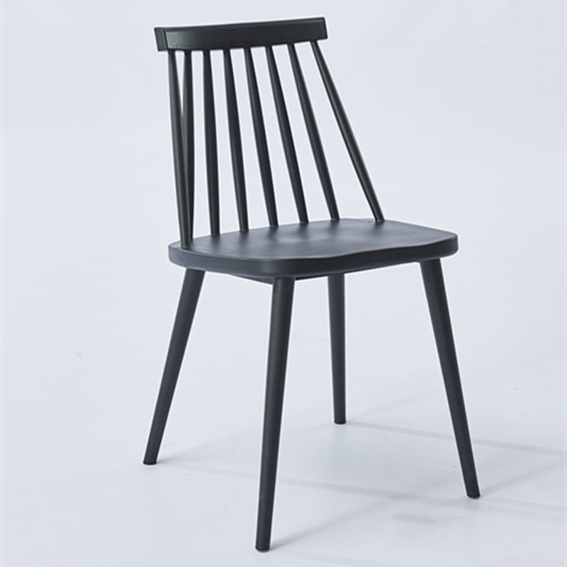 Scandinavian Slat Back Side Chair for Home Plastic Dining Armless Chair Black 1 Piece Clearhalo 'Dining Chairs' 'Dining Tables & Seating' 'dining_chair' 'furn' 'furn_dining_chair' 'Furniture' 'furniture_dining_chair' 'Kitchen & Dining Furniture' 4900977