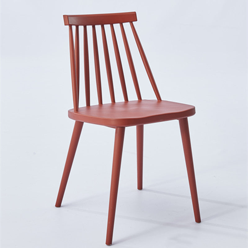 Scandinavian Slat Back Side Chair for Home Plastic Dining Armless Chair Burgundy 1 Piece Clearhalo 'Dining Chairs' 'Dining Tables & Seating' 'dining_chair' 'furn' 'furn_dining_chair' 'Furniture' 'furniture_dining_chair' 'Kitchen & Dining Furniture' 4900978