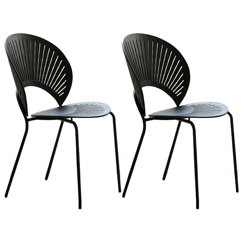 Contemporary Metal Dining Chair Armless Windsor Back Side Chair for Home Use Black 2 Piece Set Clearhalo 'Dining Chairs' 'Dining Tables & Seating' 'dining_chair' 'furn' 'furn_dining_chair' 'Furniture' 'furniture_dining_chair' 'Kitchen & Dining Furniture' 4900987