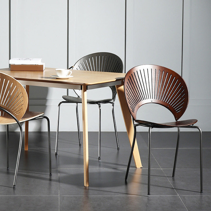 Contemporary Metal Dining Chair Armless Windsor Back Side Chair for Home Use Clearhalo 'Dining Chairs' 'Dining Tables & Seating' 'dining_chair' 'furn' 'furn_dining_chair' 'Furniture' 'furniture_dining_chair' 'Kitchen & Dining Furniture' 4900991