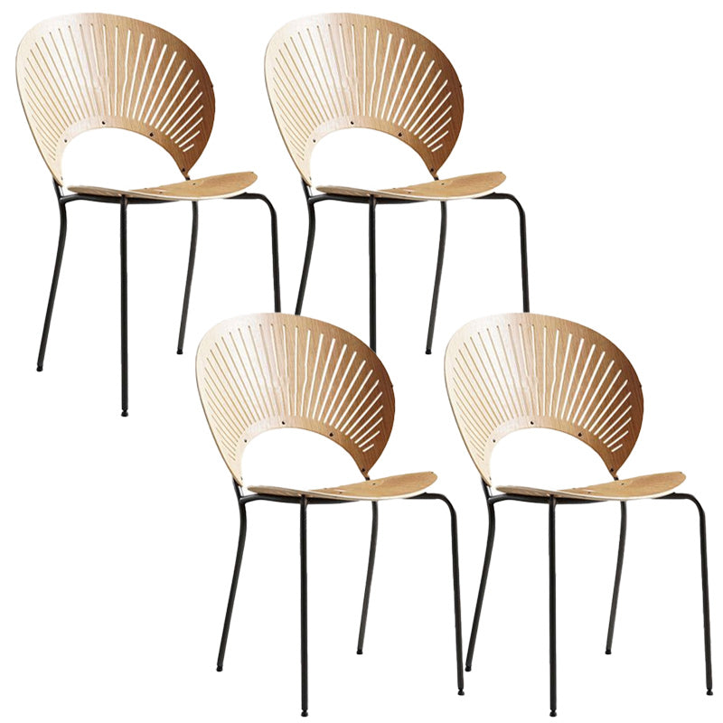 Contemporary Metal Dining Chair Armless Windsor Back Side Chair for Home Use Wood 4 Piece Set Clearhalo 'Dining Chairs' 'Dining Tables & Seating' 'dining_chair' 'furn' 'furn_dining_chair' 'Furniture' 'furniture_dining_chair' 'Kitchen & Dining Furniture' 4900995