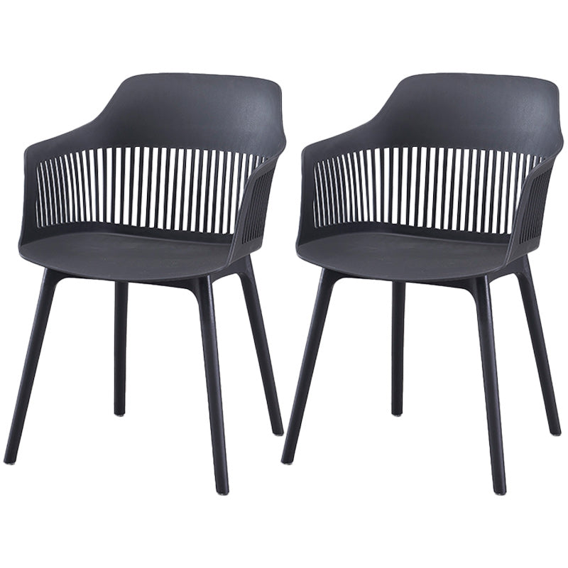 Modern Style Chair Dining Arm Chair for Kitchen with Plastic Legs Black 2 Piece Set Clearhalo 'Dining Chairs' 'Dining Tables & Seating' 'dining_chair' 'furn' 'furn_dining_chair' 'Furniture' 'furniture_dining_chair' 'Kitchen & Dining Furniture' 4901004