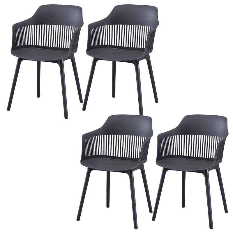 Modern Style Chair Dining Arm Chair for Kitchen with Plastic Legs Black 4 Piece Set Clearhalo 'Dining Chairs' 'Dining Tables & Seating' 'dining_chair' 'furn' 'furn_dining_chair' 'Furniture' 'furniture_dining_chair' 'Kitchen & Dining Furniture' 4901006
