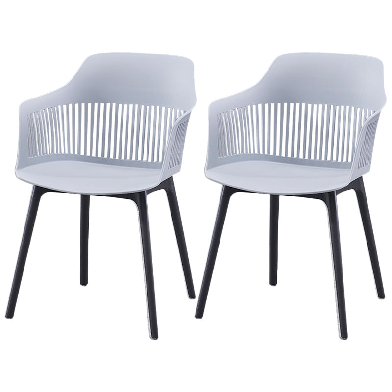 Modern Style Chair Dining Arm Chair for Kitchen with Plastic Legs Grey 2 Piece Set Clearhalo 'Dining Chairs' 'Dining Tables & Seating' 'dining_chair' 'furn' 'furn_dining_chair' 'Furniture' 'furniture_dining_chair' 'Kitchen & Dining Furniture' 4901008