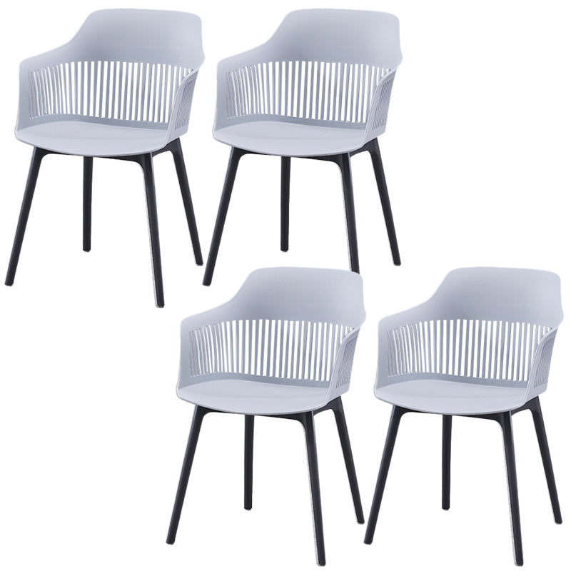 Modern Style Chair Dining Arm Chair for Kitchen with Plastic Legs Grey 4 Piece Set Clearhalo 'Dining Chairs' 'Dining Tables & Seating' 'dining_chair' 'furn' 'furn_dining_chair' 'Furniture' 'furniture_dining_chair' 'Kitchen & Dining Furniture' 4901010