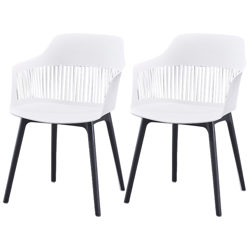 Modern Style Chair Dining Arm Chair for Kitchen with Plastic Legs White 2 Piece Set Clearhalo 'Dining Chairs' 'Dining Tables & Seating' 'dining_chair' 'furn' 'furn_dining_chair' 'Furniture' 'furniture_dining_chair' 'Kitchen & Dining Furniture' 4901011