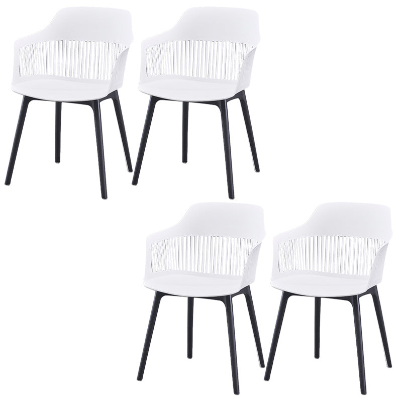 Modern Style Chair Dining Arm Chair for Kitchen with Plastic Legs White 4 Piece Set Clearhalo 'Dining Chairs' 'Dining Tables & Seating' 'dining_chair' 'furn' 'furn_dining_chair' 'Furniture' 'furniture_dining_chair' 'Kitchen & Dining Furniture' 4901013