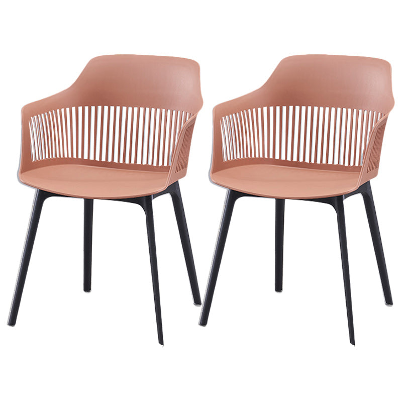 Modern Style Chair Dining Arm Chair for Kitchen with Plastic Legs Brown 2 Piece Set Clearhalo 'Dining Chairs' 'Dining Tables & Seating' 'dining_chair' 'furn' 'furn_dining_chair' 'Furniture' 'furniture_dining_chair' 'Kitchen & Dining Furniture' 4901016