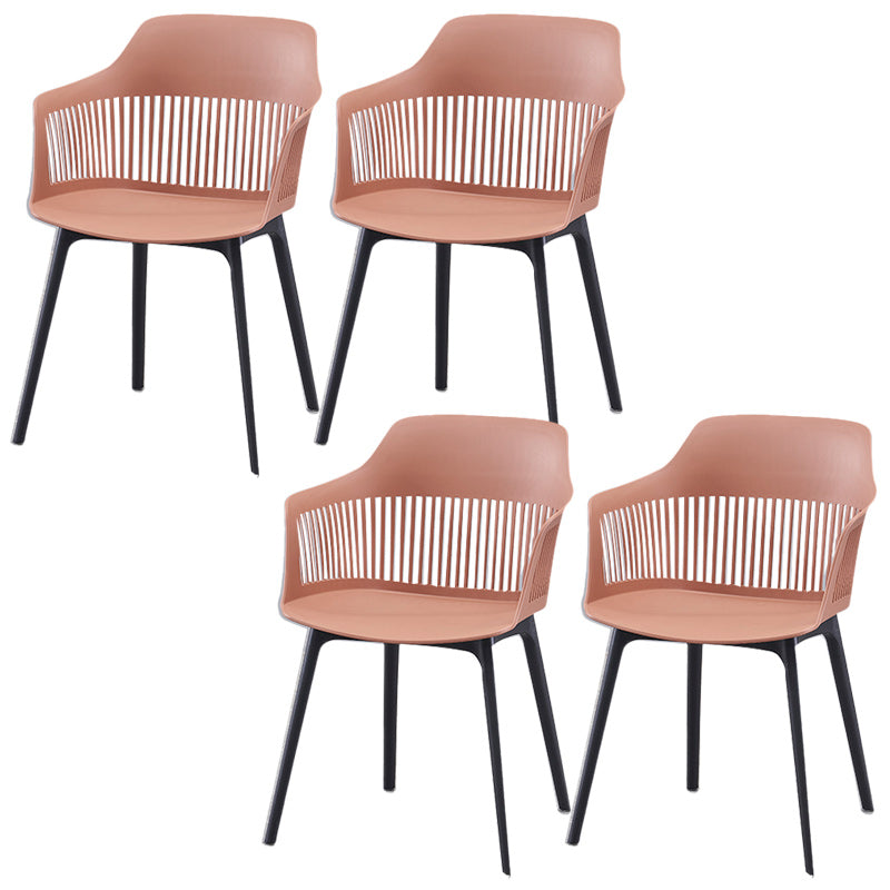 Modern Style Chair Dining Arm Chair for Kitchen with Plastic Legs Brown 4 Piece Set Clearhalo 'Dining Chairs' 'Dining Tables & Seating' 'dining_chair' 'furn' 'furn_dining_chair' 'Furniture' 'furniture_dining_chair' 'Kitchen & Dining Furniture' 4901017