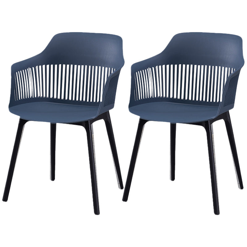 Modern Style Chair Dining Arm Chair for Kitchen with Plastic Legs Blue 2 Piece Set Clearhalo 'Dining Chairs' 'Dining Tables & Seating' 'dining_chair' 'furn' 'furn_dining_chair' 'Furniture' 'furniture_dining_chair' 'Kitchen & Dining Furniture' 4901019