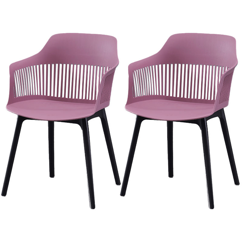 Modern Style Chair Dining Arm Chair for Kitchen with Plastic Legs Purple 2 Piece Set Clearhalo 'Dining Chairs' 'Dining Tables & Seating' 'dining_chair' 'furn' 'furn_dining_chair' 'Furniture' 'furniture_dining_chair' 'Kitchen & Dining Furniture' 4901027