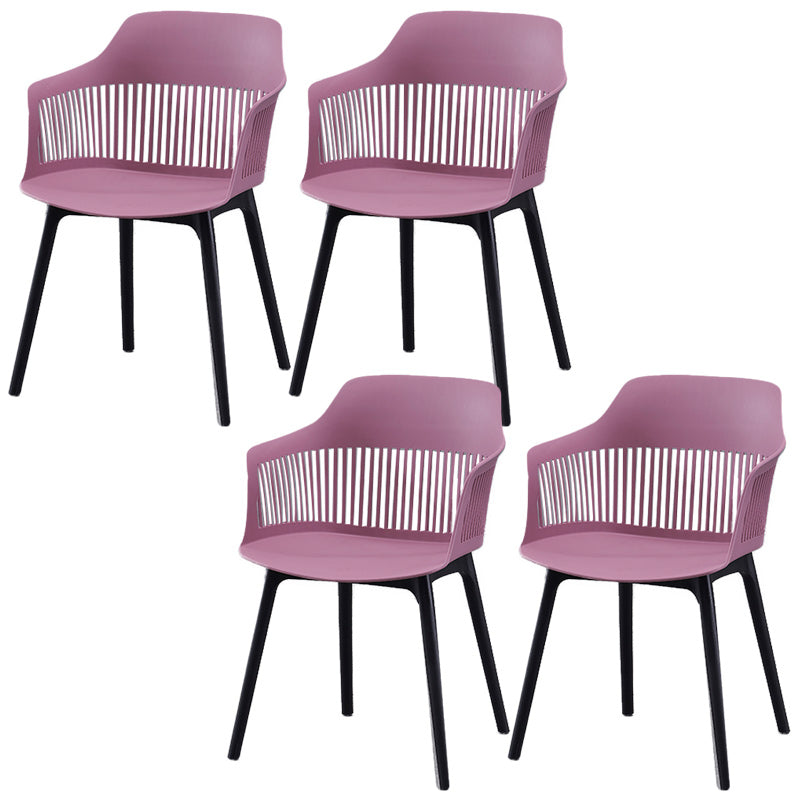 Modern Style Chair Dining Arm Chair for Kitchen with Plastic Legs Purple 4 Piece Set Clearhalo 'Dining Chairs' 'Dining Tables & Seating' 'dining_chair' 'furn' 'furn_dining_chair' 'Furniture' 'furniture_dining_chair' 'Kitchen & Dining Furniture' 4901028
