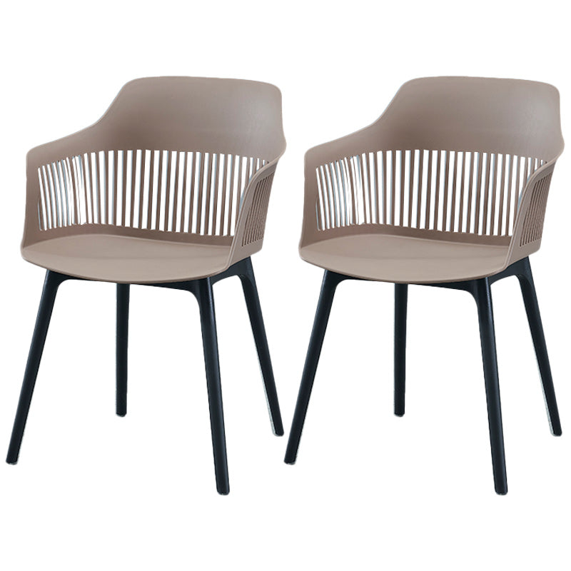 Modern Style Chair Dining Arm Chair for Kitchen with Plastic Legs Camel 2 Piece Set Clearhalo 'Dining Chairs' 'Dining Tables & Seating' 'dining_chair' 'furn' 'furn_dining_chair' 'Furniture' 'furniture_dining_chair' 'Kitchen & Dining Furniture' 4901029