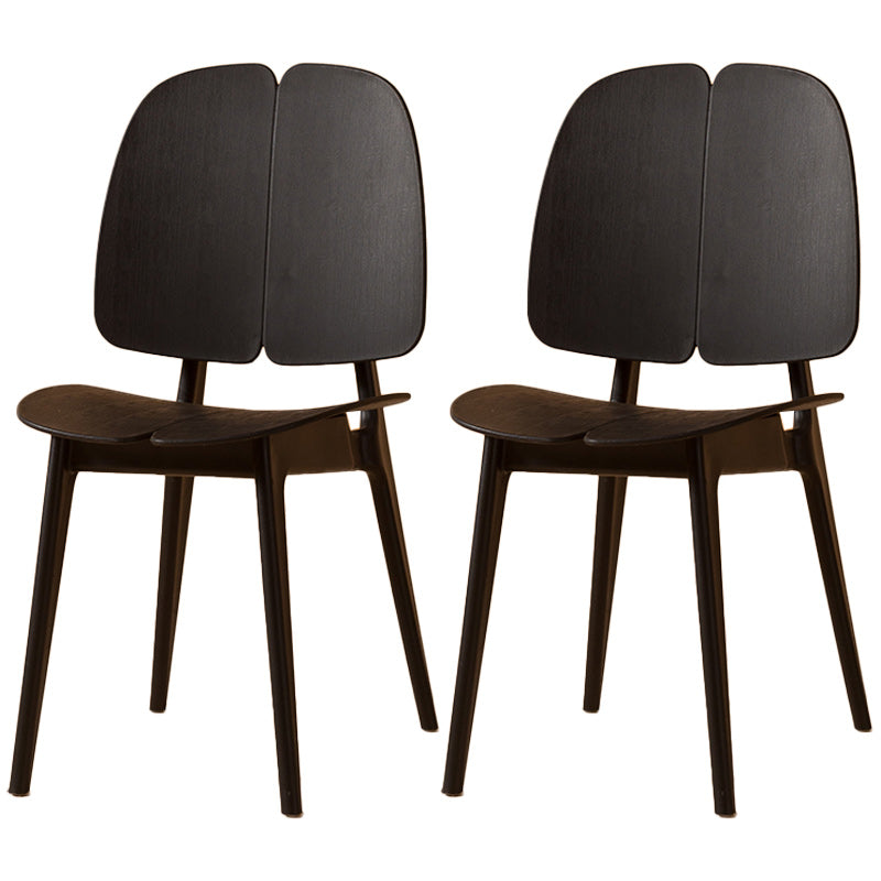 Scandinavian Armless Open Back Dining Side Chairs Plastic Dining Chair Black 2 Piece Set Clearhalo 'Dining Chairs' 'Dining Tables & Seating' 'dining_chair' 'furn' 'furn_dining_chair' 'Furniture' 'furniture_dining_chair' 'Kitchen & Dining Furniture' 4901033