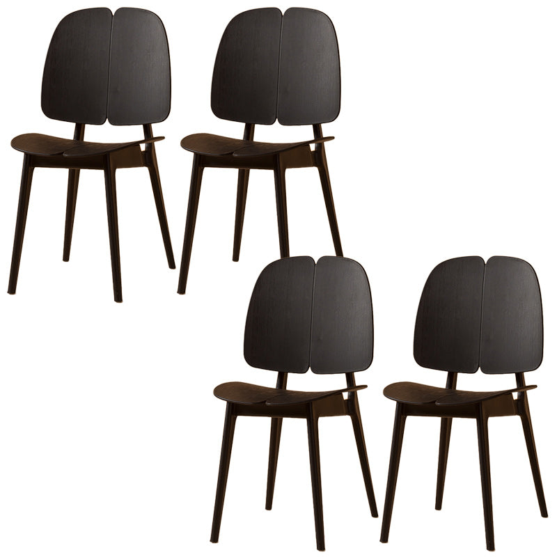 Scandinavian Armless Open Back Dining Side Chairs Plastic Dining Chair Black 4 Piece Set Clearhalo 'Dining Chairs' 'Dining Tables & Seating' 'dining_chair' 'furn' 'furn_dining_chair' 'Furniture' 'furniture_dining_chair' 'Kitchen & Dining Furniture' 4901034