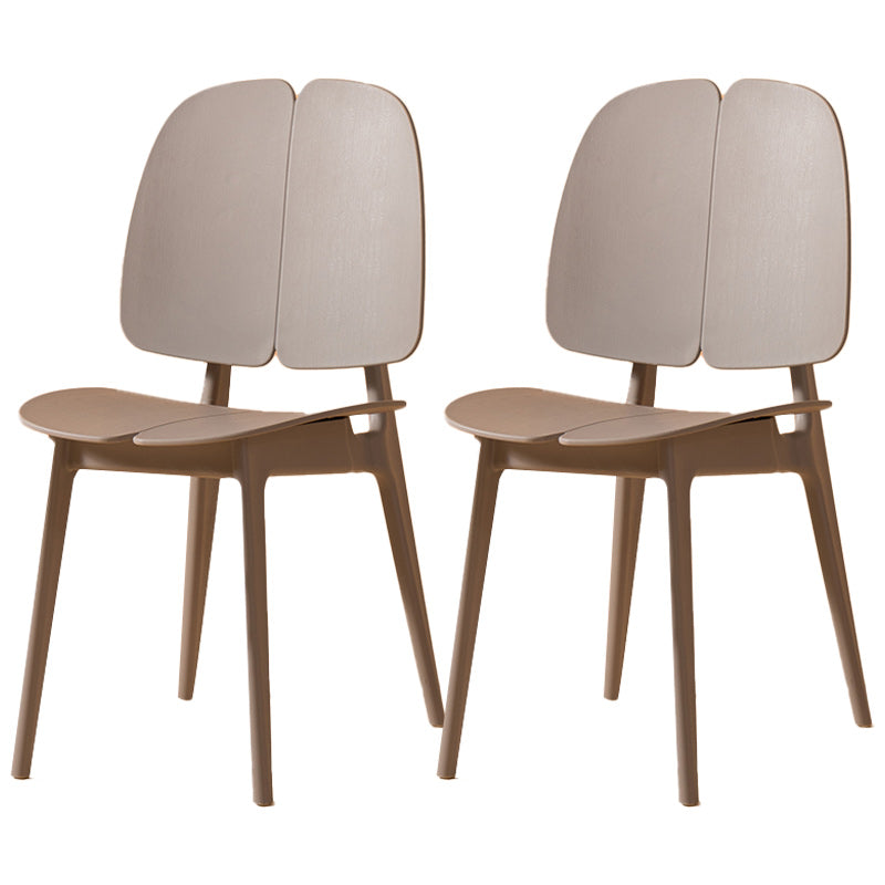 Scandinavian Armless Open Back Dining Side Chairs Plastic Dining Chair Grey 2 Piece Set Clearhalo 'Dining Chairs' 'Dining Tables & Seating' 'dining_chair' 'furn' 'furn_dining_chair' 'Furniture' 'furniture_dining_chair' 'Kitchen & Dining Furniture' 4901036