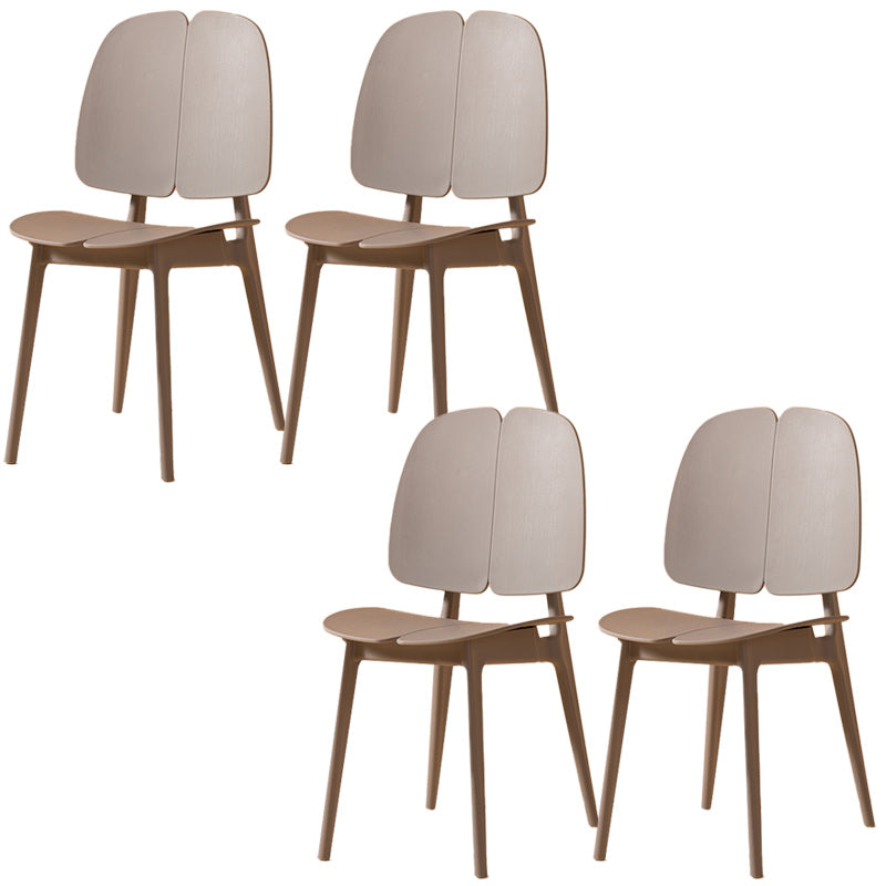 Scandinavian Armless Open Back Dining Side Chairs Plastic Dining Chair Grey 4 Piece Set Clearhalo 'Dining Chairs' 'Dining Tables & Seating' 'dining_chair' 'furn' 'furn_dining_chair' 'Furniture' 'furniture_dining_chair' 'Kitchen & Dining Furniture' 4901039