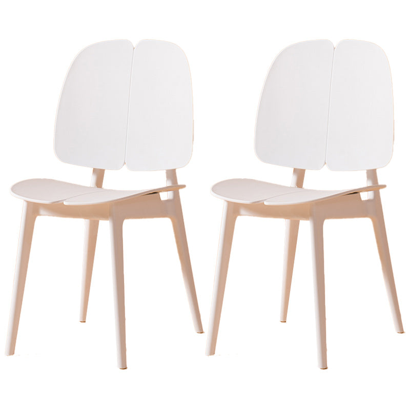 Scandinavian Armless Open Back Dining Side Chairs Plastic Dining Chair White 2 Piece Set Clearhalo 'Dining Chairs' 'Dining Tables & Seating' 'dining_chair' 'furn' 'furn_dining_chair' 'Furniture' 'furniture_dining_chair' 'Kitchen & Dining Furniture' 4901041