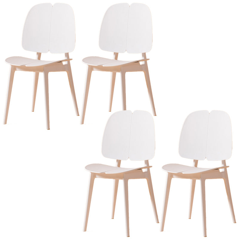 Scandinavian Armless Open Back Dining Side Chairs Plastic Dining Chair White 4 Piece Set Clearhalo 'Dining Chairs' 'Dining Tables & Seating' 'dining_chair' 'furn' 'furn_dining_chair' 'Furniture' 'furniture_dining_chair' 'Kitchen & Dining Furniture' 4901043