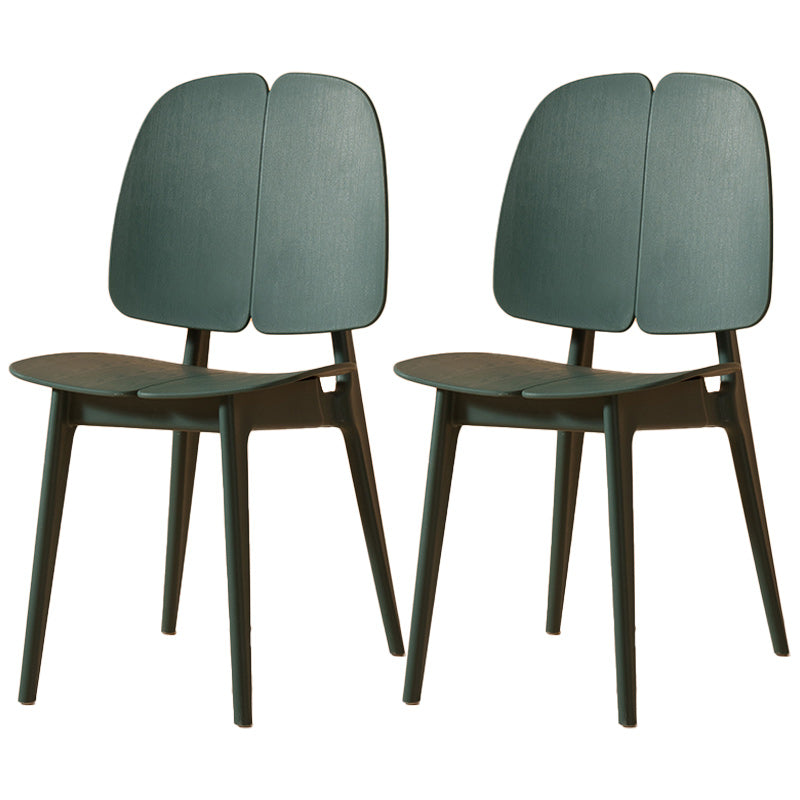 Scandinavian Armless Open Back Dining Side Chairs Plastic Dining Chair Blackish Green 2 Piece Set Clearhalo 'Dining Chairs' 'Dining Tables & Seating' 'dining_chair' 'furn' 'furn_dining_chair' 'Furniture' 'furniture_dining_chair' 'Kitchen & Dining Furniture' 4901051