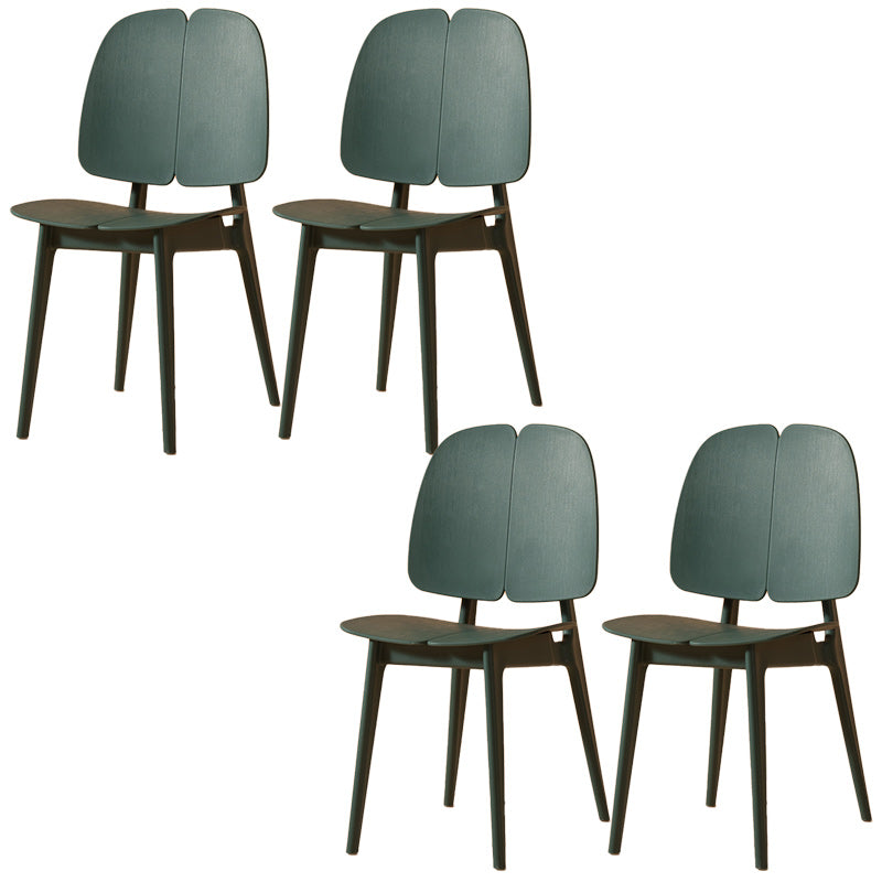 Scandinavian Armless Open Back Dining Side Chairs Plastic Dining Chair Blackish Green 4 Piece Set Clearhalo 'Dining Chairs' 'Dining Tables & Seating' 'dining_chair' 'furn' 'furn_dining_chair' 'Furniture' 'furniture_dining_chair' 'Kitchen & Dining Furniture' 4901052