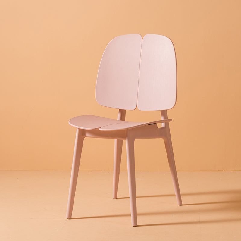 Scandinavian Armless Open Back Dining Side Chairs Plastic Dining Chair Pink 1 Piece Clearhalo 'Dining Chairs' 'Dining Tables & Seating' 'dining_chair' 'furn' 'furn_dining_chair' 'Furniture' 'furniture_dining_chair' 'Kitchen & Dining Furniture' 4901053