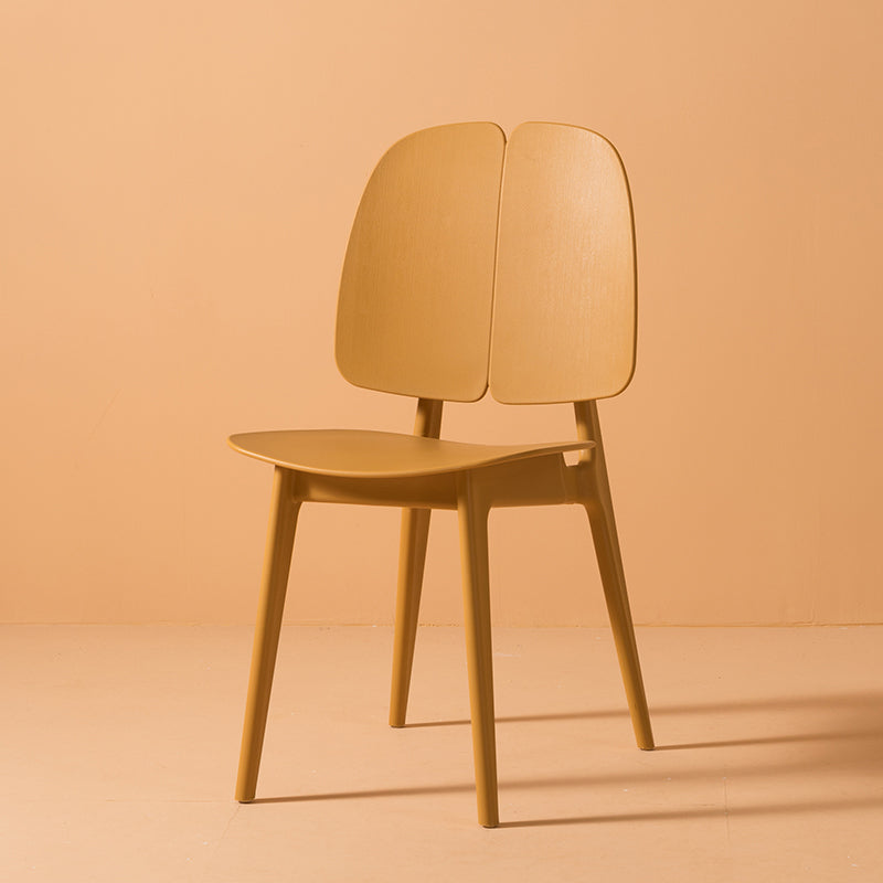 Scandinavian Armless Open Back Dining Side Chairs Plastic Dining Chair Yellow 1 Piece Clearhalo 'Dining Chairs' 'Dining Tables & Seating' 'dining_chair' 'furn' 'furn_dining_chair' 'Furniture' 'furniture_dining_chair' 'Kitchen & Dining Furniture' 4901058