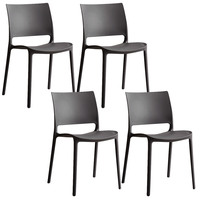 Nordic Chair Dining Armless Chair for Kitchen with Plastic Legs Black 4 Piece Set Clearhalo 'Dining Chairs' 'Dining Tables & Seating' 'dining_chair' 'furn' 'furn_dining_chair' 'Furniture' 'furniture_dining_chair' 'Kitchen & Dining Furniture' 4901062