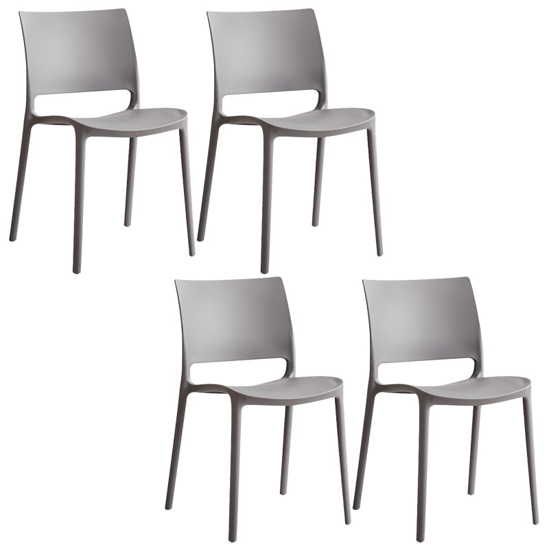 Nordic Chair Dining Armless Chair for Kitchen with Plastic Legs Grey 4 Piece Set Clearhalo 'Dining Chairs' 'Dining Tables & Seating' 'dining_chair' 'furn' 'furn_dining_chair' 'Furniture' 'furniture_dining_chair' 'Kitchen & Dining Furniture' 4901066