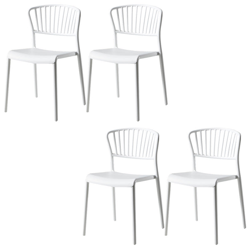 Scandinavian Plastic Dining Armless Chair Open Back Side Chairs White 4 Piece Set Clearhalo 'Dining Chairs' 'Dining Tables & Seating' 'dining_chair' 'furn' 'furn_dining_chair' 'Furniture' 'furniture_dining_chair' 'Kitchen & Dining Furniture' 4901078