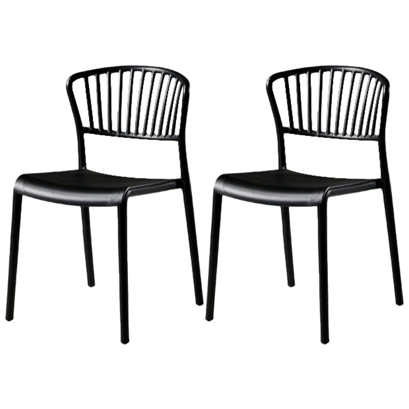 Scandinavian Plastic Dining Armless Chair Open Back Side Chairs Black 2 Piece Set Clearhalo 'Dining Chairs' 'Dining Tables & Seating' 'dining_chair' 'furn' 'furn_dining_chair' 'Furniture' 'furniture_dining_chair' 'Kitchen & Dining Furniture' 4901079