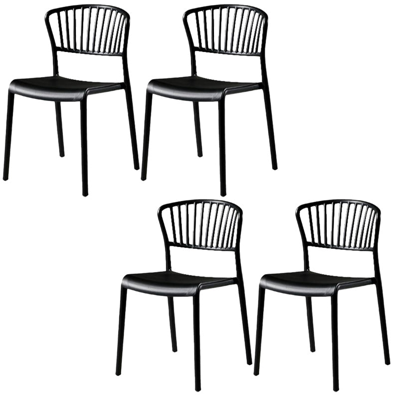 Scandinavian Plastic Dining Armless Chair Open Back Side Chairs Black 4 Piece Set Clearhalo 'Dining Chairs' 'Dining Tables & Seating' 'dining_chair' 'furn' 'furn_dining_chair' 'Furniture' 'furniture_dining_chair' 'Kitchen & Dining Furniture' 4901082
