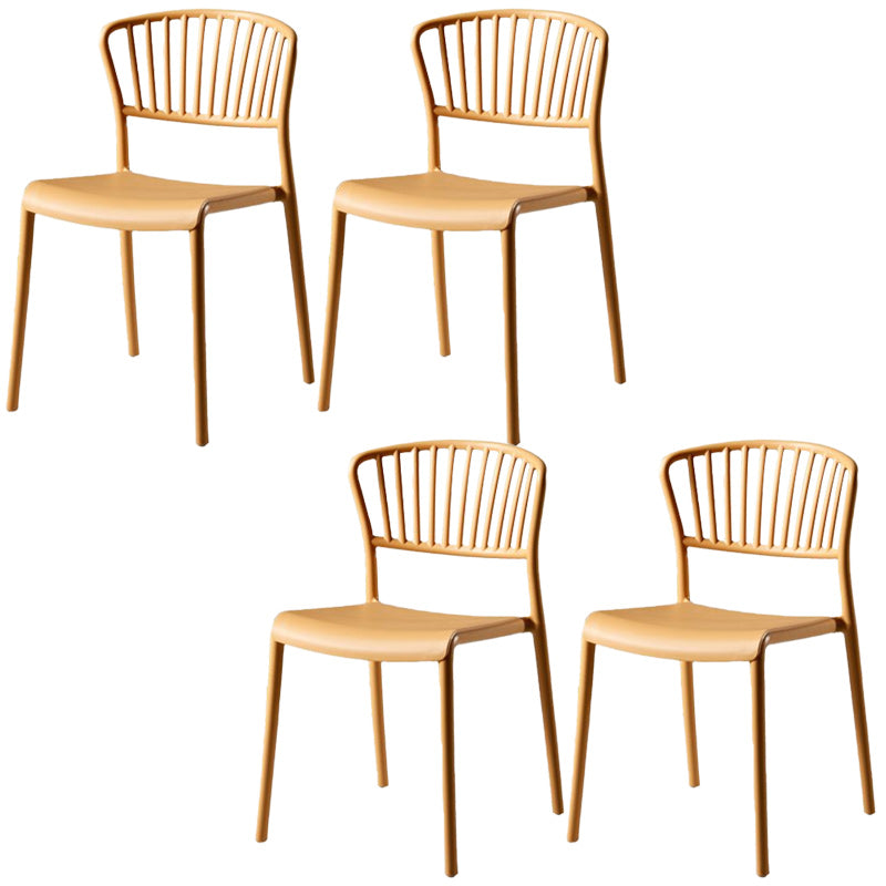 Scandinavian Plastic Dining Armless Chair Open Back Side Chairs Yellow 4 Piece Set Clearhalo 'Dining Chairs' 'Dining Tables & Seating' 'dining_chair' 'furn' 'furn_dining_chair' 'Furniture' 'furniture_dining_chair' 'Kitchen & Dining Furniture' 4901089