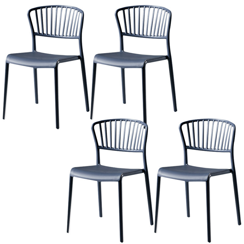 Scandinavian Plastic Dining Armless Chair Open Back Side Chairs Blue 4 Piece Set Clearhalo 'Dining Chairs' 'Dining Tables & Seating' 'dining_chair' 'furn' 'furn_dining_chair' 'Furniture' 'furniture_dining_chair' 'Kitchen & Dining Furniture' 4901093