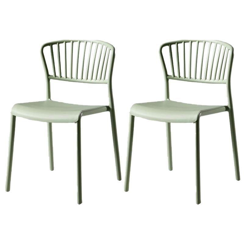 Scandinavian Plastic Dining Armless Chair Open Back Side Chairs Green 2 Piece Set Clearhalo 'Dining Chairs' 'Dining Tables & Seating' 'dining_chair' 'furn' 'furn_dining_chair' 'Furniture' 'furniture_dining_chair' 'Kitchen & Dining Furniture' 4901096
