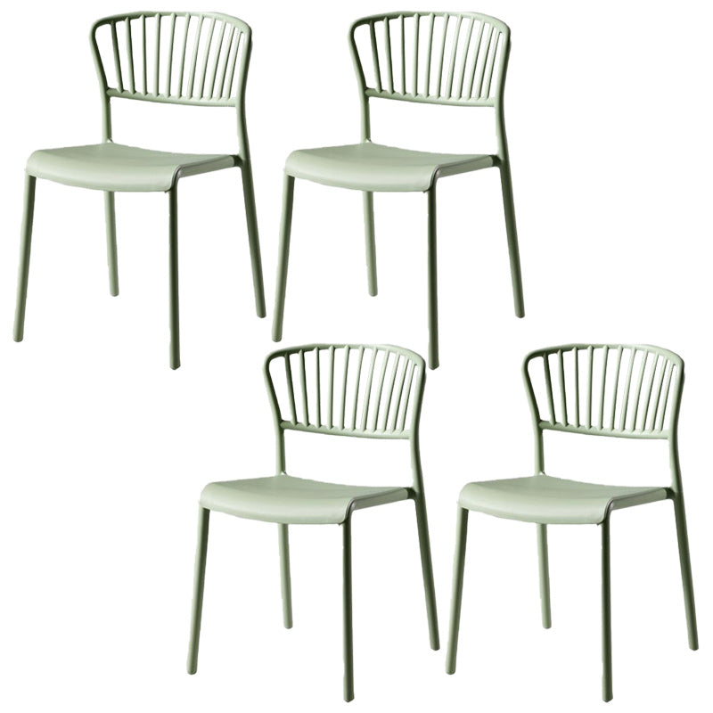 Scandinavian Plastic Dining Armless Chair Open Back Side Chairs Green 4 Piece Set Clearhalo 'Dining Chairs' 'Dining Tables & Seating' 'dining_chair' 'furn' 'furn_dining_chair' 'Furniture' 'furniture_dining_chair' 'Kitchen & Dining Furniture' 4901098