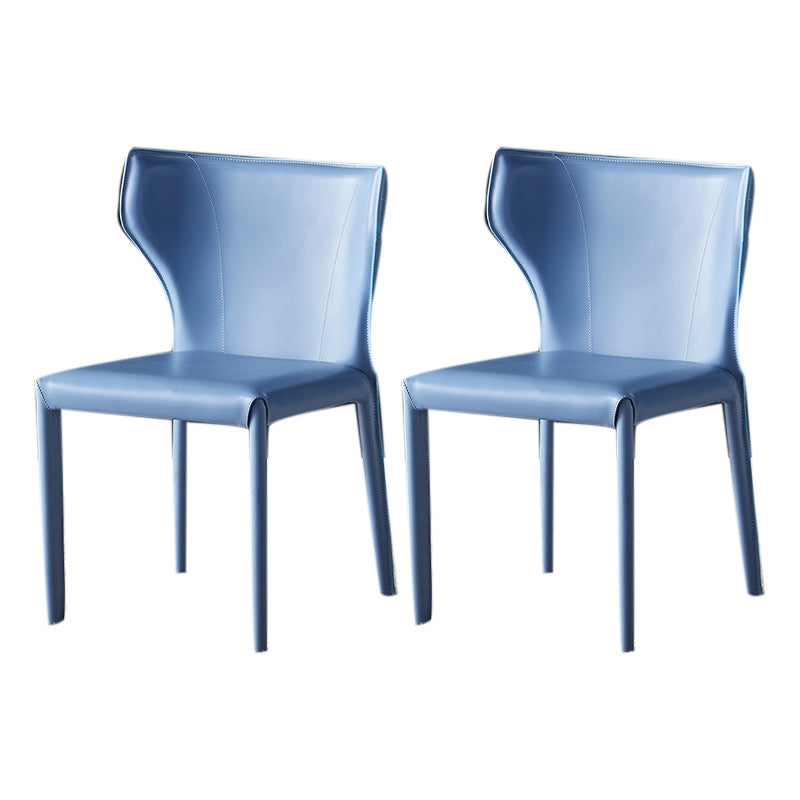 Contemporary Leather Dining Armless Chair Wingback Side Chair for Home Use Light Blue 2 Piece Set Clearhalo 'Dining Chairs' 'Dining Tables & Seating' 'dining_chair' 'furn' 'furn_dining_chair' 'Furniture' 'furniture_dining_chair' 'Kitchen & Dining Furniture' 4901109