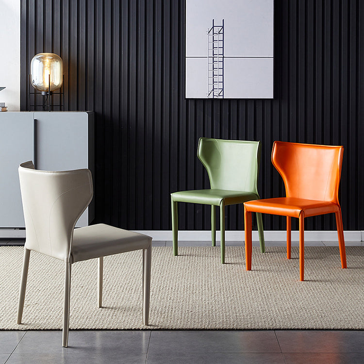 Contemporary Leather Dining Armless Chair Wingback Side Chair for Home Use Clearhalo 'Dining Chairs' 'Dining Tables & Seating' 'dining_chair' 'furn' 'furn_dining_chair' 'Furniture' 'furniture_dining_chair' 'Kitchen & Dining Furniture' 4901119