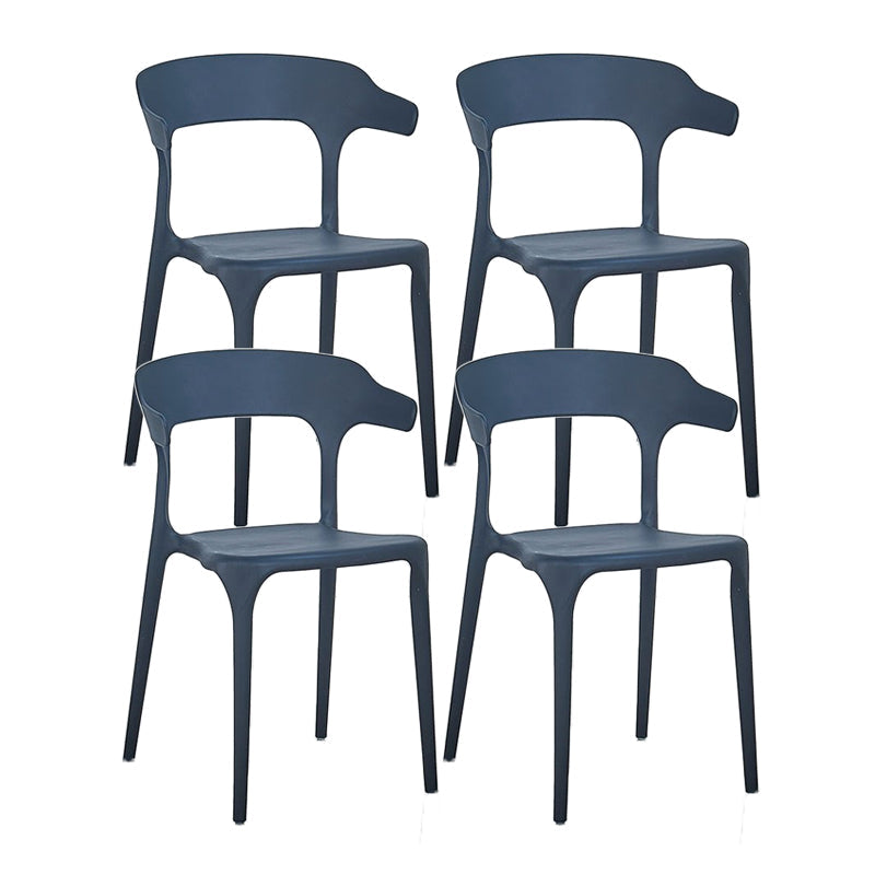 Contemporary Chair Dining Armless Chair for Kitchen with Plastic Legs Navy 4 Piece Set Clearhalo 'Dining Chairs' 'Dining Tables & Seating' 'dining_chair' 'furn' 'furn_dining_chair' 'Furniture' 'furniture_dining_chair' 'Kitchen & Dining Furniture' 4901130