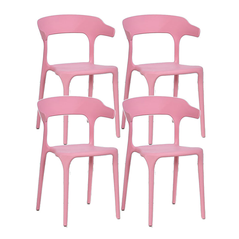 Contemporary Chair Dining Armless Chair for Kitchen with Plastic Legs Pink 4 Piece Set Clearhalo 'Dining Chairs' 'Dining Tables & Seating' 'dining_chair' 'furn' 'furn_dining_chair' 'Furniture' 'furniture_dining_chair' 'Kitchen & Dining Furniture' 4901132