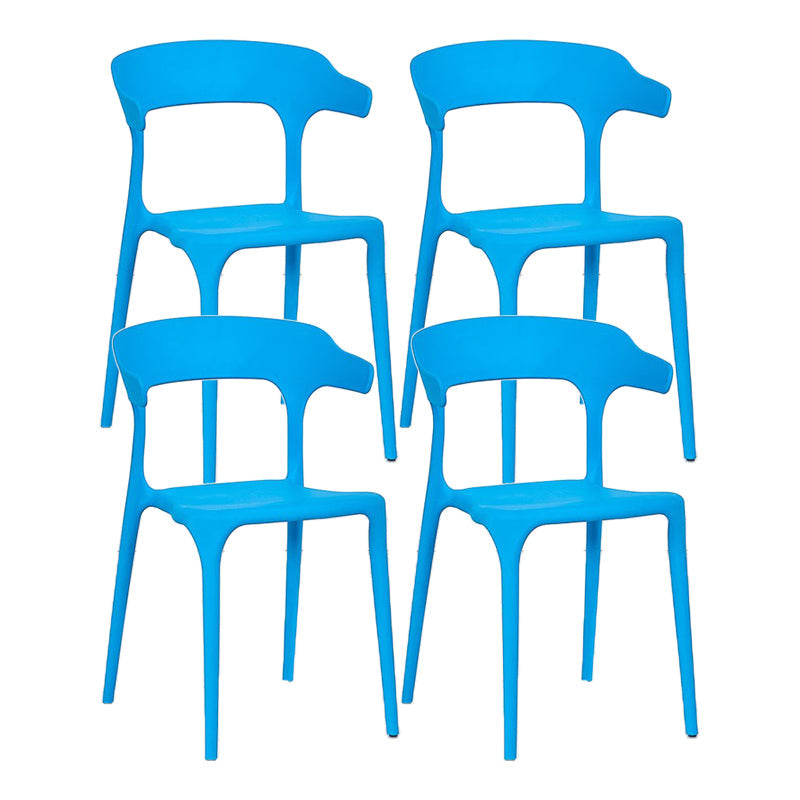 Contemporary Chair Dining Armless Chair for Kitchen with Plastic Legs Sky Blue 4 Piece Set Clearhalo 'Dining Chairs' 'Dining Tables & Seating' 'dining_chair' 'furn' 'furn_dining_chair' 'Furniture' 'furniture_dining_chair' 'Kitchen & Dining Furniture' 4901136