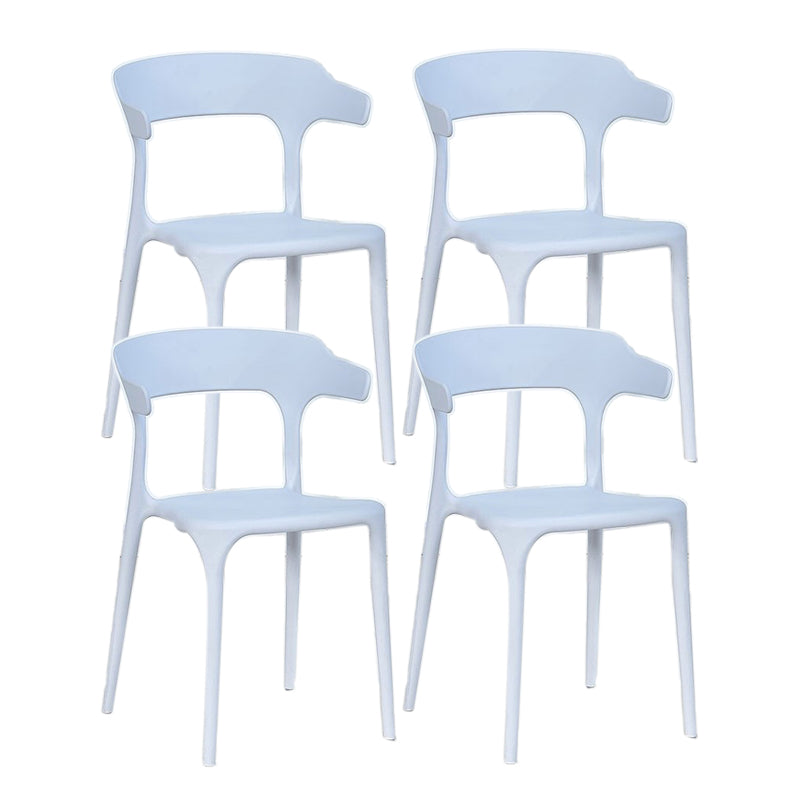Contemporary Chair Dining Armless Chair for Kitchen with Plastic Legs White 4 Piece Set Clearhalo 'Dining Chairs' 'Dining Tables & Seating' 'dining_chair' 'furn' 'furn_dining_chair' 'Furniture' 'furniture_dining_chair' 'Kitchen & Dining Furniture' 4901140