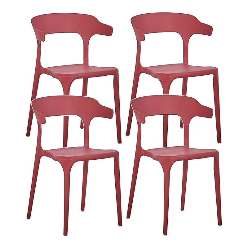Contemporary Chair Dining Armless Chair for Kitchen with Plastic Legs Burgundy 4 Piece Set Clearhalo 'Dining Chairs' 'Dining Tables & Seating' 'dining_chair' 'furn' 'furn_dining_chair' 'Furniture' 'furniture_dining_chair' 'Kitchen & Dining Furniture' 4901141
