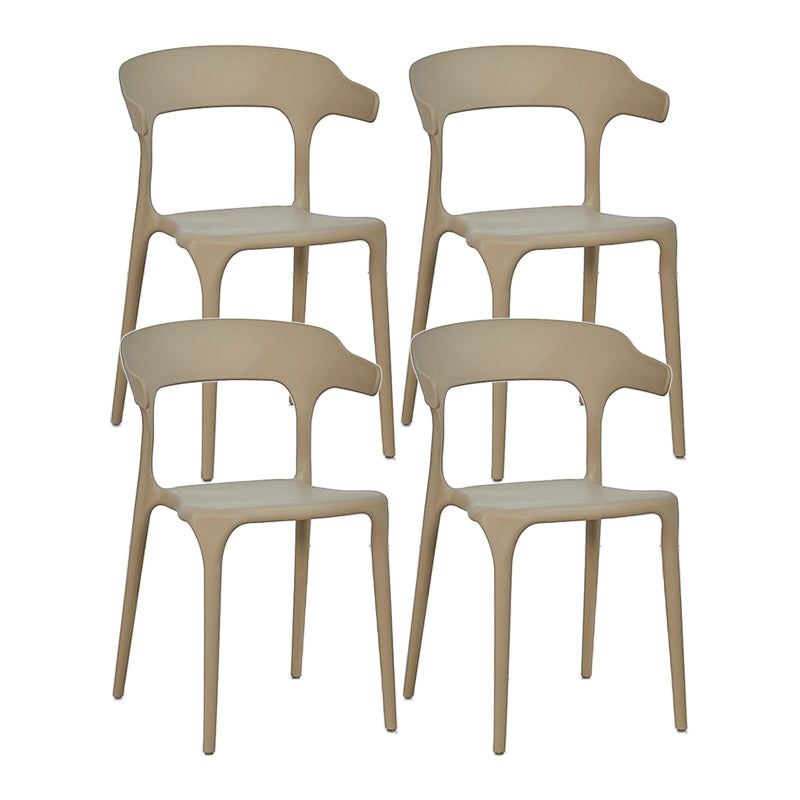Contemporary Chair Dining Armless Chair for Kitchen with Plastic Legs Khaki 4 Piece Set Clearhalo 'Dining Chairs' 'Dining Tables & Seating' 'dining_chair' 'furn' 'furn_dining_chair' 'Furniture' 'furniture_dining_chair' 'Kitchen & Dining Furniture' 4901143
