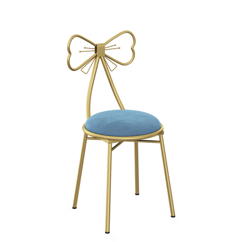 Glam Metal Armless Dining Chair Open Back Dining Side Chair for Restaurant Use Blue 1 Piece Clearhalo 'Dining Chairs' 'Dining Tables & Seating' 'dining_chair' 'furn' 'furn_dining_chair' 'Furniture' 'furniture_dining_chair' 'Kitchen & Dining Furniture' 4901150