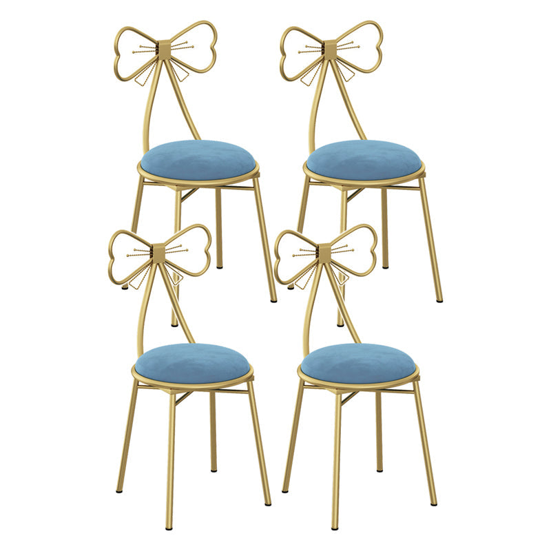 Glam Metal Armless Dining Chair Open Back Dining Side Chair for Restaurant Use Blue 4 Piece Set Clearhalo 'Dining Chairs' 'Dining Tables & Seating' 'dining_chair' 'furn' 'furn_dining_chair' 'Furniture' 'furniture_dining_chair' 'Kitchen & Dining Furniture' 4901153
