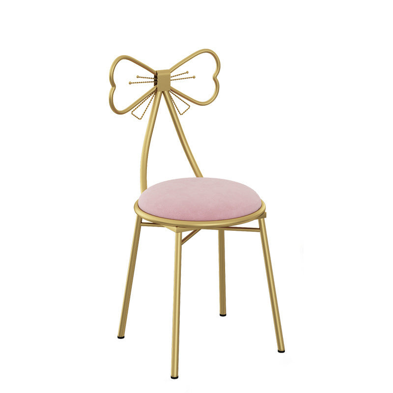 Glam Metal Armless Dining Chair Open Back Dining Side Chair for Restaurant Use Light Pink 1 Piece Clearhalo 'Dining Chairs' 'Dining Tables & Seating' 'dining_chair' 'furn' 'furn_dining_chair' 'Furniture' 'furniture_dining_chair' 'Kitchen & Dining Furniture' 4901155