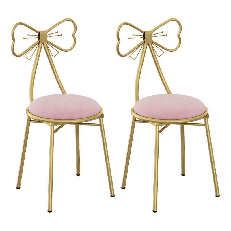 Glam Metal Armless Dining Chair Open Back Dining Side Chair for Restaurant Use Light Pink 2 Piece Set Clearhalo 'Dining Chairs' 'Dining Tables & Seating' 'dining_chair' 'furn' 'furn_dining_chair' 'Furniture' 'furniture_dining_chair' 'Kitchen & Dining Furniture' 4901157